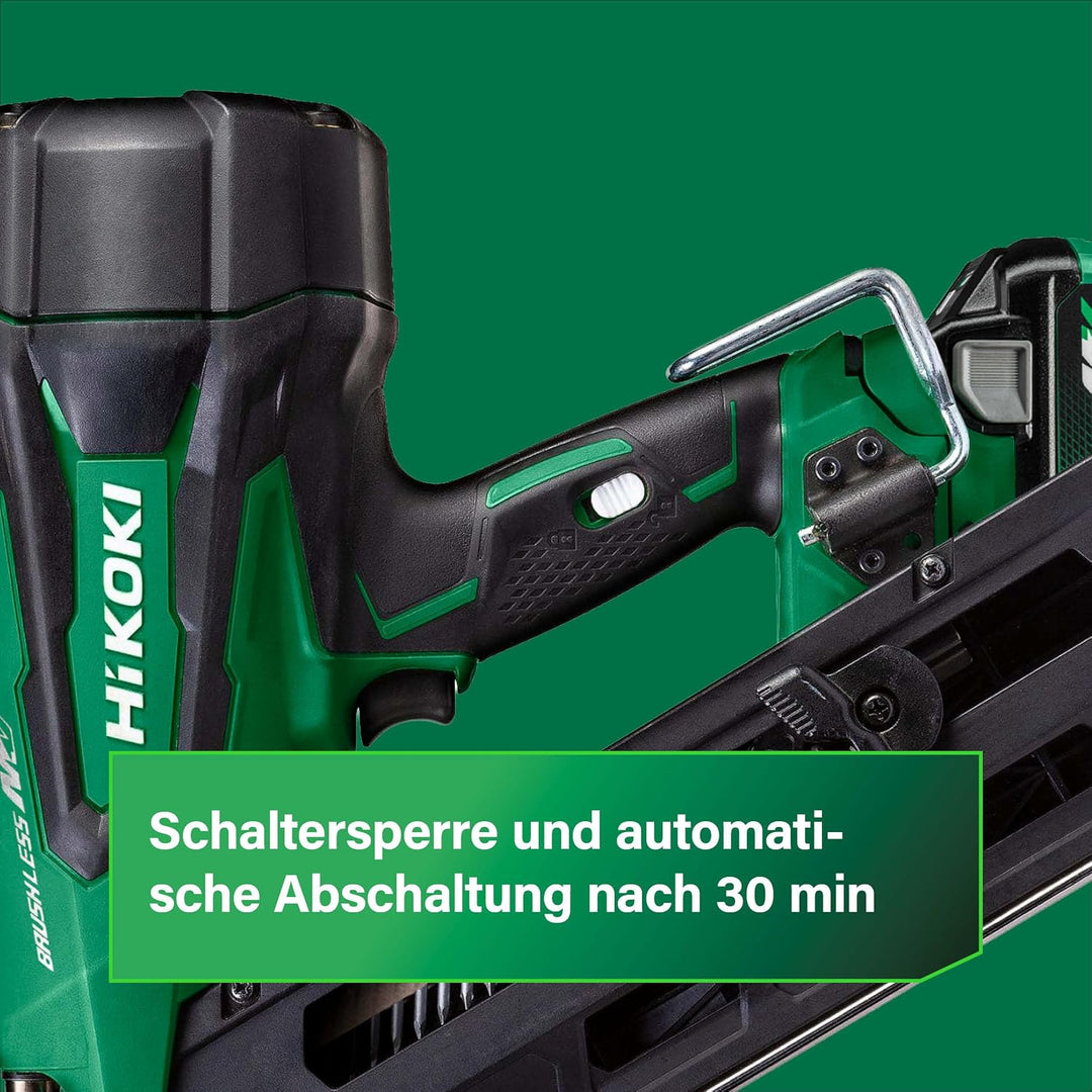 HiKOKI Akku-Ankernagler 34° - 36 V, 38-64 mm Nägel, 2 Nägel/Sek. - Brushless Motor, werkzeuglose Tie