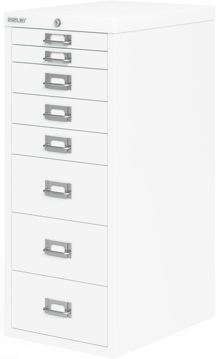 BISLEY MultiDrawer, LA298, DIN A4, 8 Schubladen (2 + 3 + 3 Schubladen), 696 verkehrsweiss, Metall, V