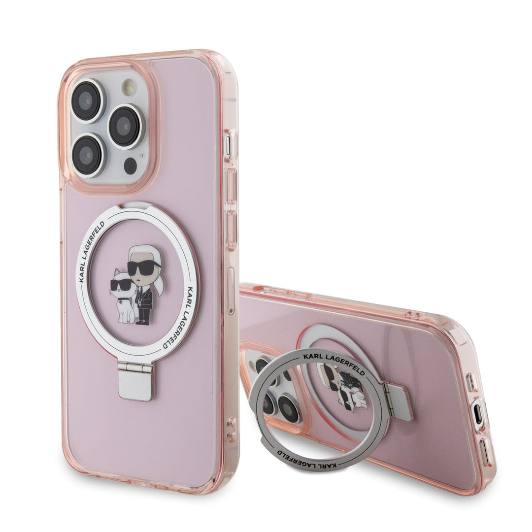 CG MOBILE Karl Lagerfeld Magfit Ringstand Hülle für iPhone 15 Pro (Pink) rose, rose
