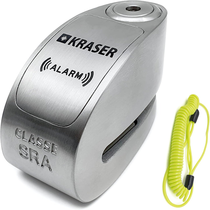 KRASER KR10S Motorrad Alarm Vorhängeschloss, 120dB Double Lock Anti-Diebstahl Bike Disc Clip mit War