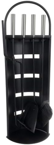 Kaminbesteck Kaminzubehör Set Kaminwerkzeug Ofenbesteck Schwarz 5-in-1-Set mit Besen, Schaufel, Eise