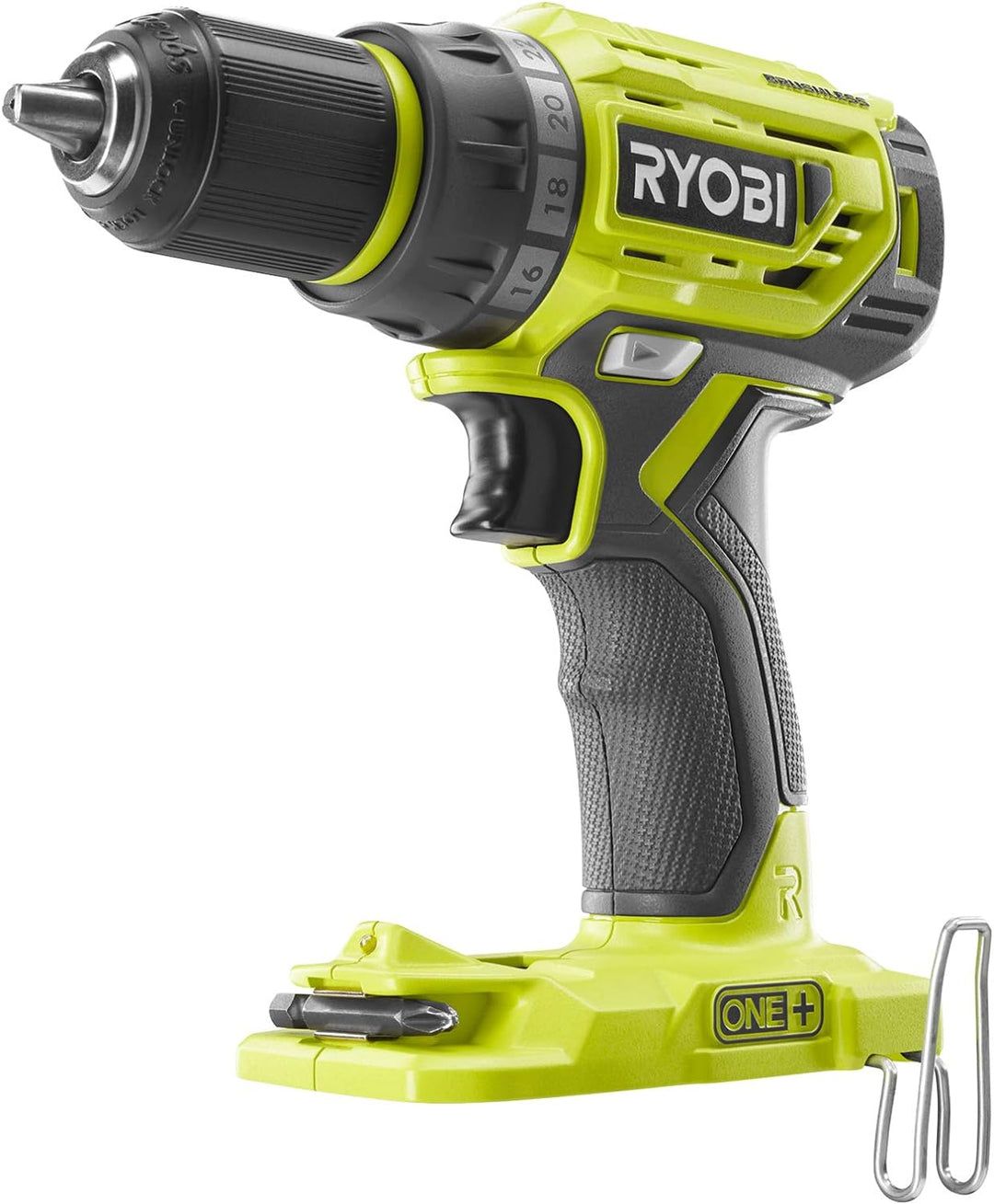 Ryobi Bohrschrauber R18DD7-0 (ohne Akku, LED-Beleuchtung, 18 V, 13 mm Schnellspannbohrfutter, 2 Gäng