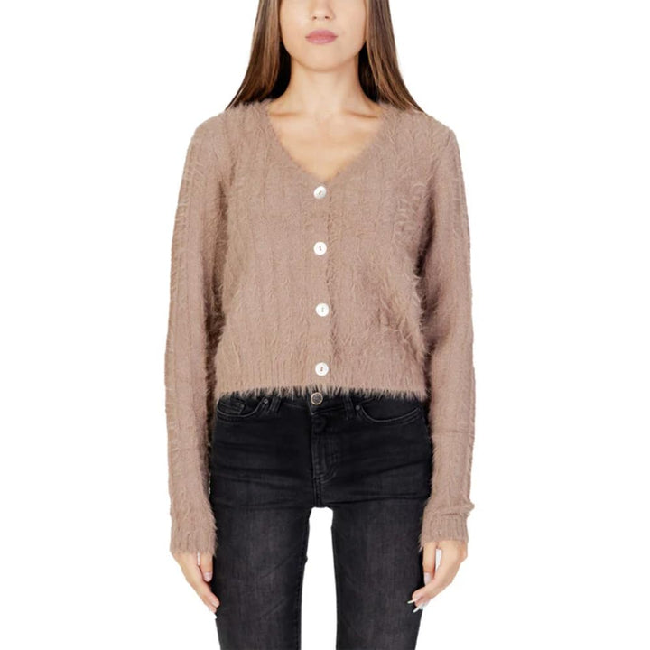 VERO MODA Damen Vmlapoilu Ls V-Neck Cardigan Boo Rep Strickjacke, Brown Lentil