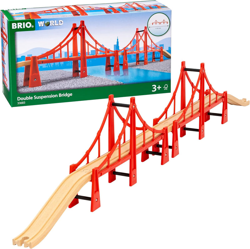 BRIO World 33884 Batterie-Dampflok mit Wassertank & World 33683 - Hängebrücke - Eisenbahnzubehör für