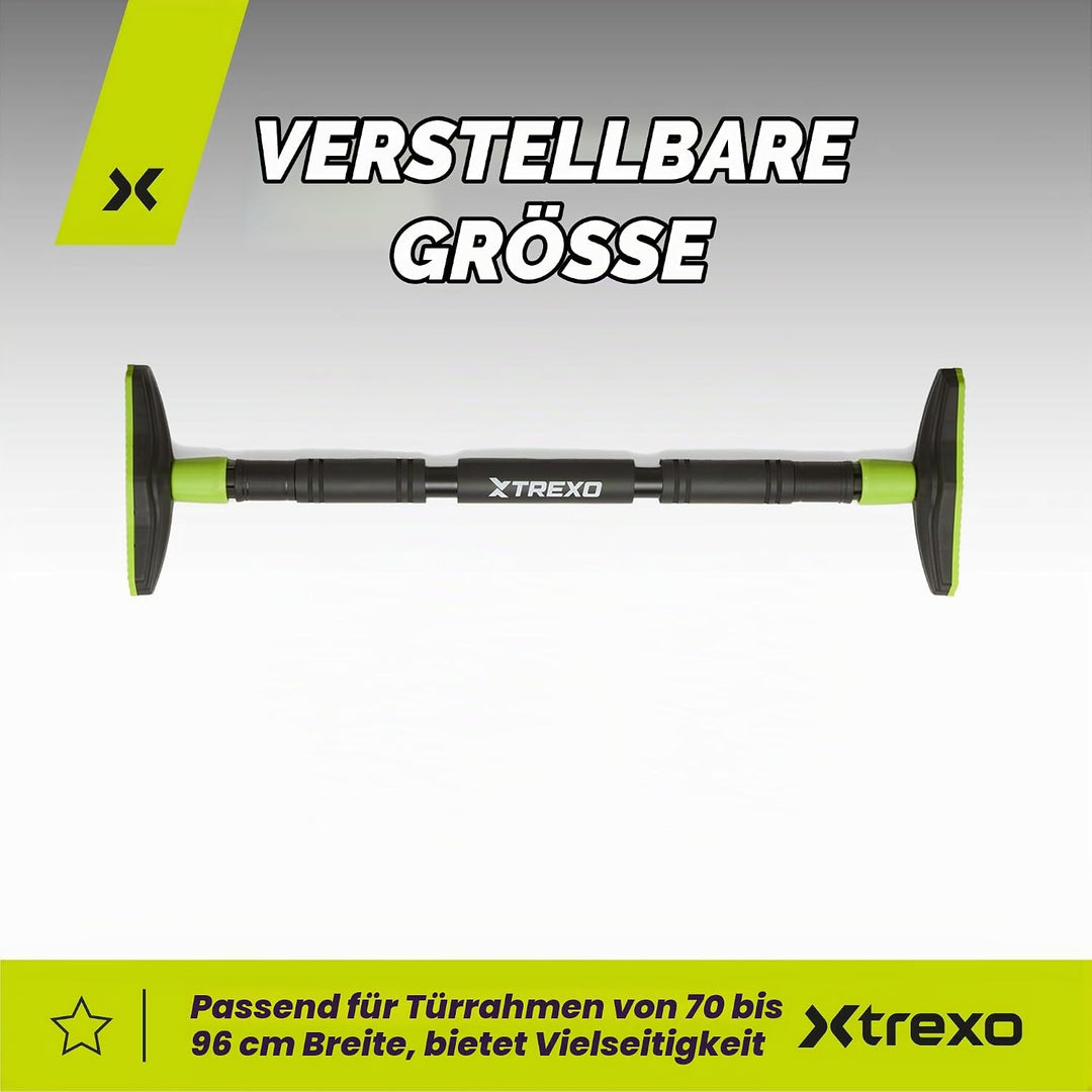TREXO Klimmzugstange, verstellbare Länge 70–96 cm, grau Aus Stahl Max. Belastung bis 150 kg für Klim