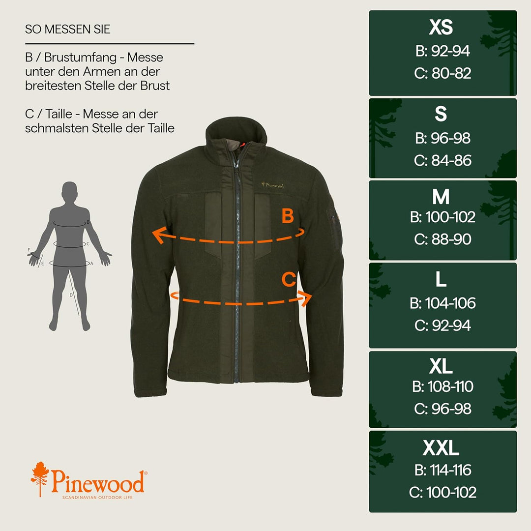 Pinewood Jagd Fleece Jacke für Herren. Zum Wandern, Trekking, Jagd, Hundesport und vielen Outdoorakt