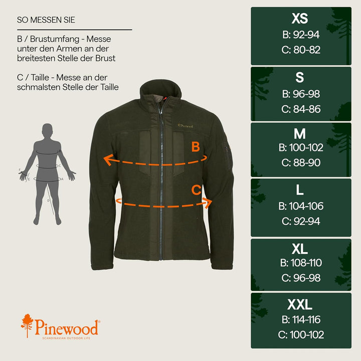 Pinewood Fleecejacke Herren - Jagdbekleidung Herren aus 100% übergebliebenen Stoffen - Fleecejacke H