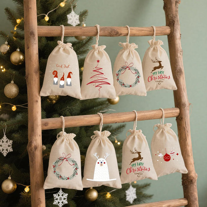 Geschenkverpackung Weihnachten Jutesäckchen20x30,6Stücke Nikolaussäckchen Weihnachtstüten Gross,Gesc