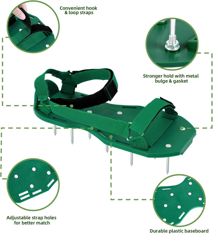 Ohuhu Rasenlüfter Schuhe Nagelschuhe mit Schaufel Kostenlose Installation, Rasenbelüfter Aerifiziere