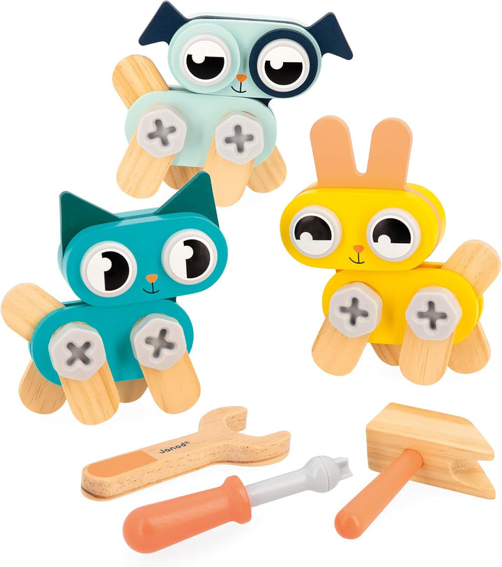 Janod kleine Tiere zum Zusammenbauen Brico'Kids-Bauspiel Kind-53 Zubehörteile-Rollenspiel-Fördert Ha