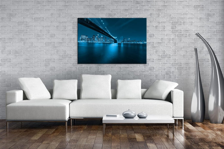 deyoli Brooklyn Brücke mit atemberaubenden Blick auf New York Format 100x70 Effekt: Monocrome Blau a