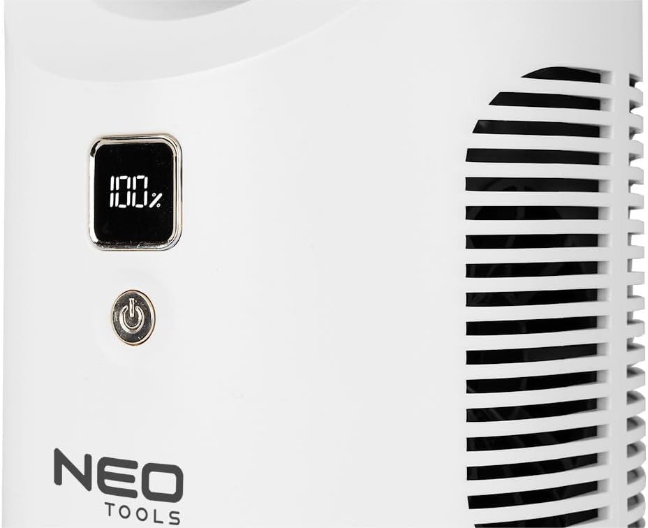 NEO TOOLS Innovativer Bladeless Ventilator – Leistungsstarker 2200mAh Akku, 3 Geschwindigkeiten, Dig