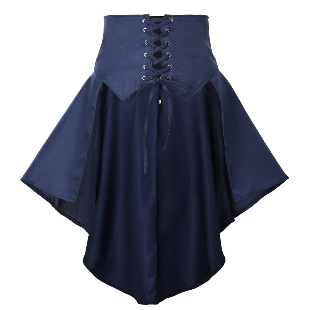 COSDREAMER Steampunk Damen Röcke Taillengürtel für Frauen Rüschen Piraten Korsett Kostüme,Blau, 32 B