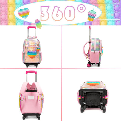 HTgroce Pop Push It Schulranzen Mit Rollen, Toy Schulranzen Trolley Pop Kinder, Fidget Trolley Rucks