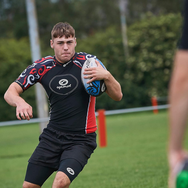 Optimum Razor Rugby Oberteil mit Schulterschutz Schwarz/Rot S Senior, Schwarz/Rot S Senior