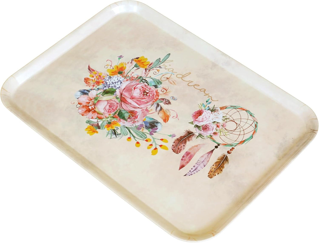 Lashuma Serviertablett für Kaffee, buntes Küchentablett Traumfänger 45x31 cm 45 x 31 x 3 cm Traumfän
