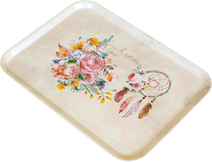 Lashuma Serviertablett für Kaffee, buntes Küchentablett Traumfänger 45x31 cm 45 x 31 x 3 cm Traumfän