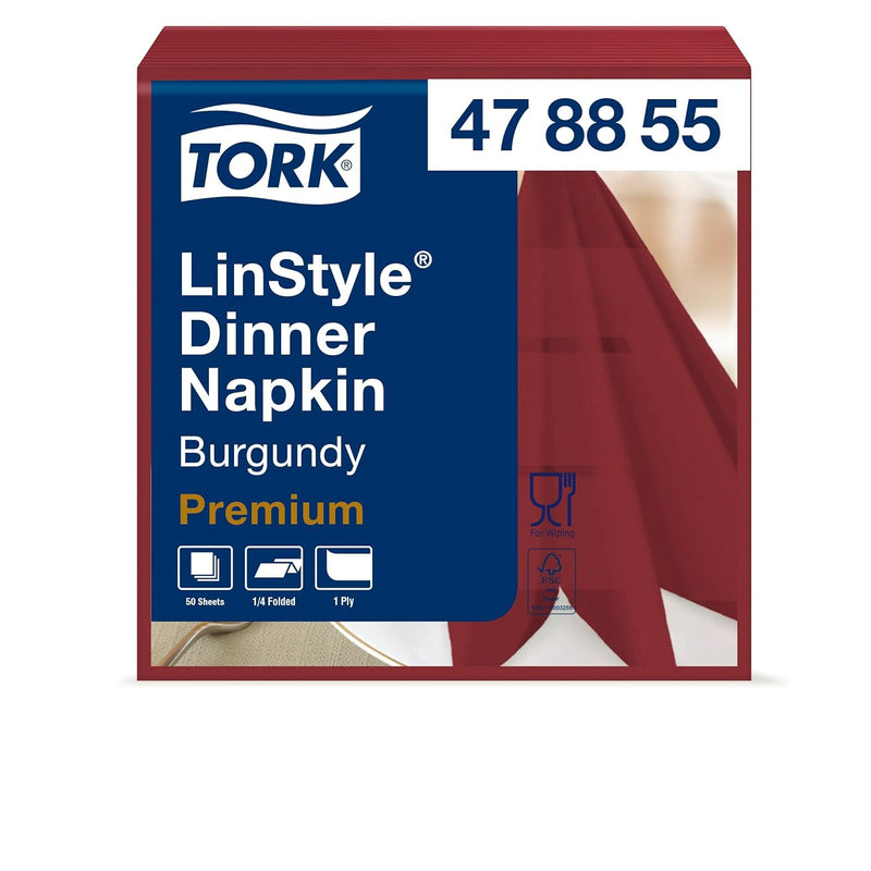 Tork 478855 Linstyle Premium Dinnerservietten Bordeauxrot / Servietten stoffähnlich und saugfähig /