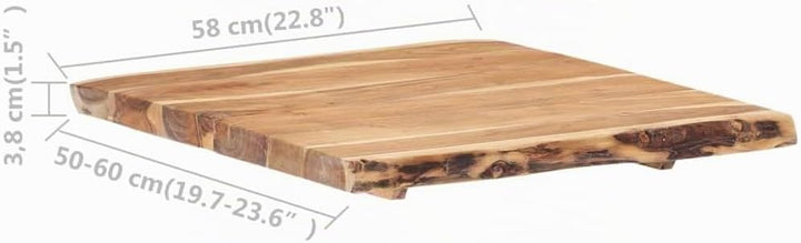 vidaXL Massivholz Tischplatte Baumkante Massivholzplatte Akazie 58x(50-60) x3,8cm 60 x 60 x 3.8 cm,