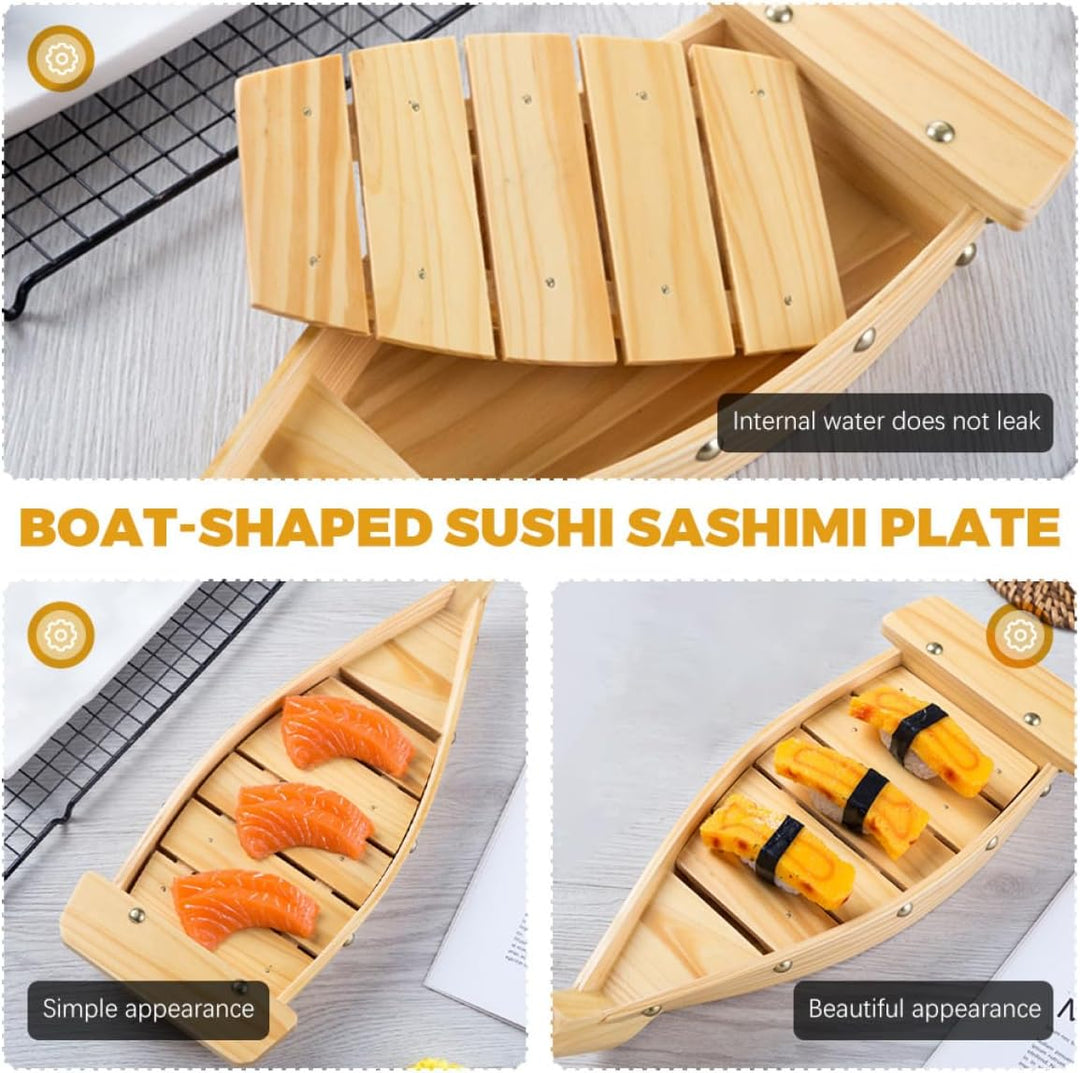 TOPPERFUN Holz Sushi Boot Sashimi Servierplatte Kreatives Schiff design für Restaurant Hotel Familie
