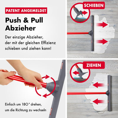 Tyroler Schiebe & Zieh Wasserschieber Bodenabzieher | 44cm Silikonkopf Abzieher Boden | Wasserschieb