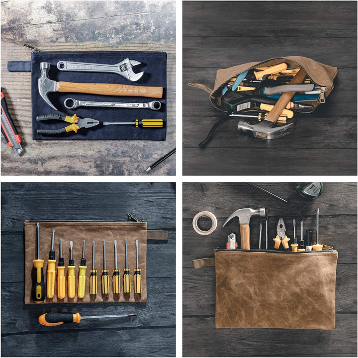 1 Set wasserdichter Werkzeugbeutel aus strapazierfähigem gewachstem Segeltuch, Werkzeugtasche 12.5X8