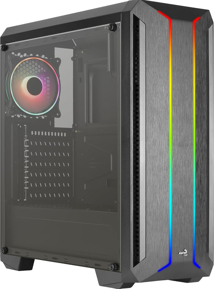Aerocool SKYLINEV2BK, PC ATX Gehäuse, Dual Front Panel LED ARGB, ARGB 12cm Lüfter, Schwarz Schwarz S