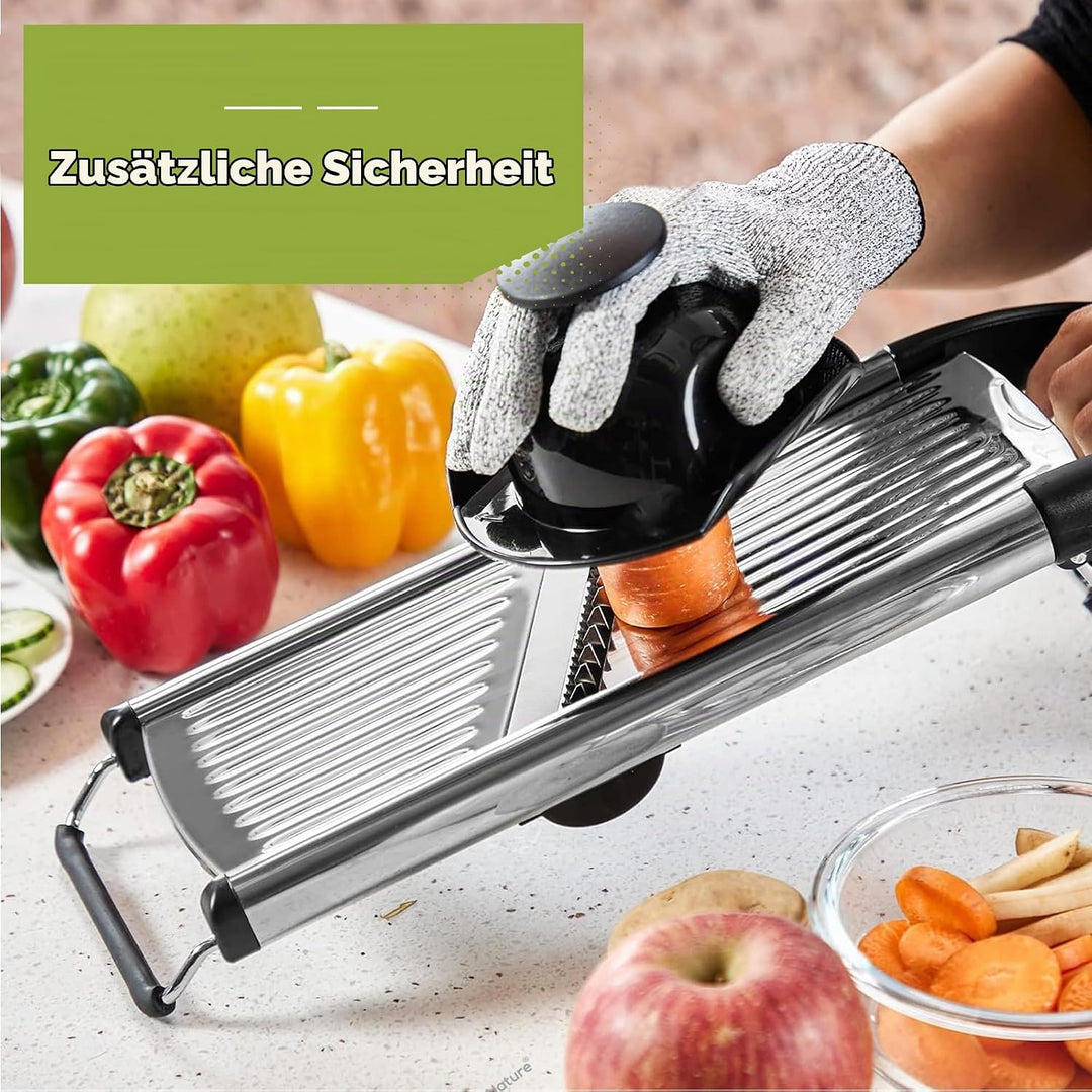 HI NATURE™ Edelstahl Gemüseschneider Mandoline – Verstellbarer Gemüse Mandolinenschneider mit Schnit