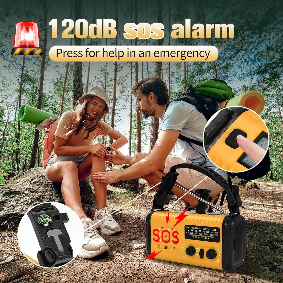 Notfall-Solar-Kurbelradio mit 20.000 mAh, AM/FM NOAA tragbares Wetterradio mit USB-Aufladung, Handy-