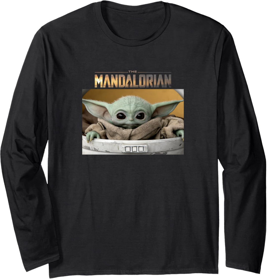 Star Wars The Mandalorian The Child Big Eyes Portrait Logo Langarmshirt