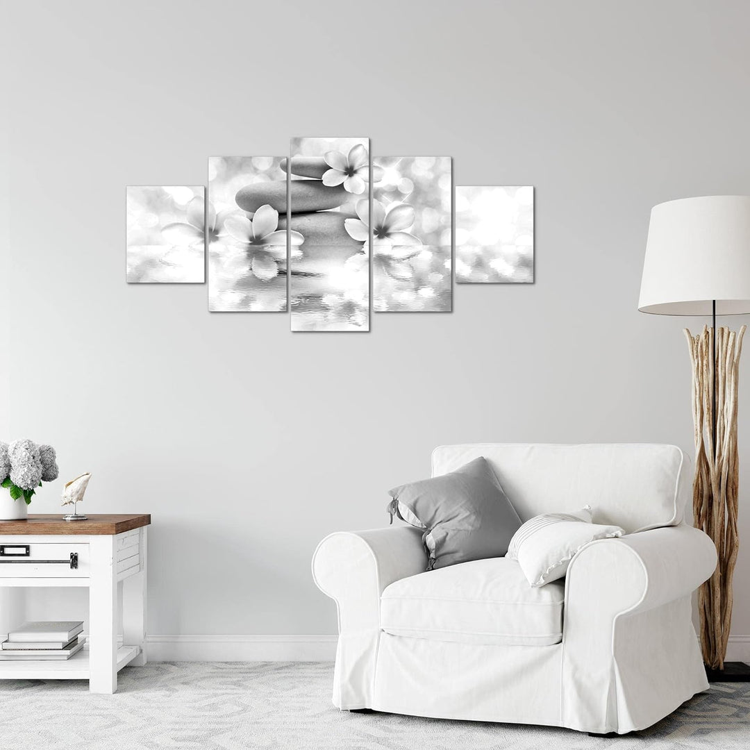 Runa Art Wandbilder Blumen Feng Shui 5 Teilig Bild auf Vlies Leinwand Deko Wohnzimmer Zen Schwarz We