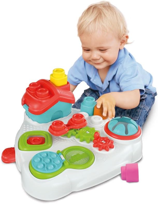 Clementoni Soft Clemmy Sensorischer Tisch - Mit weichen Bausteinen & Spielzeug für Babys & Kleinkind