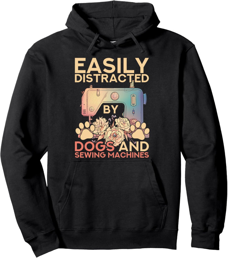 Hunde Nähmaschine Handarbeit Näherin Lustiges Vintage Nähen Pullover Hoodie
