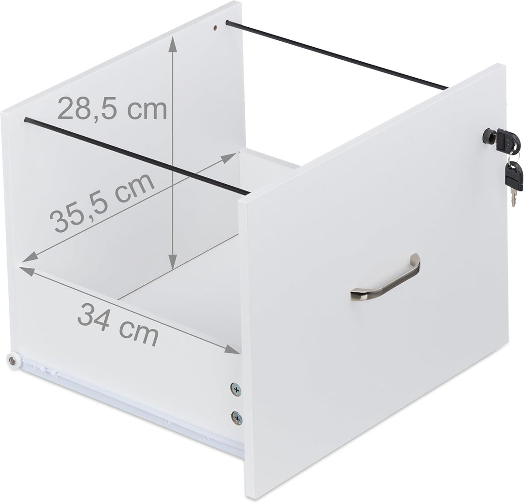 Relaxdays Rollcontainer, 2 Schubladen mit Hängeregister, HxBxT: 72 x 43 x 46 cm, abschliessbarer Akt