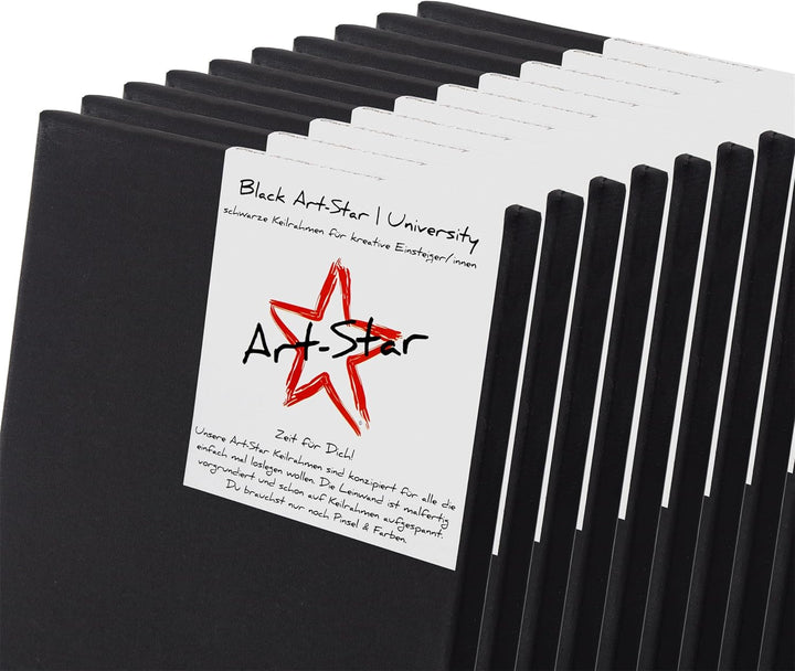 Art-Star 20x University Black KEILRAHMEN 20x20 cm | Schwarze Leinwände auf Keilrahmen 20x20 cm | Lei