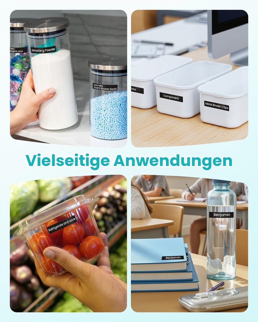 MarkField 4x TZe-325 9mm Weiss auf Schwarz Schriftband Kompatible für Brother P-Touch Bänder TZ TZe3