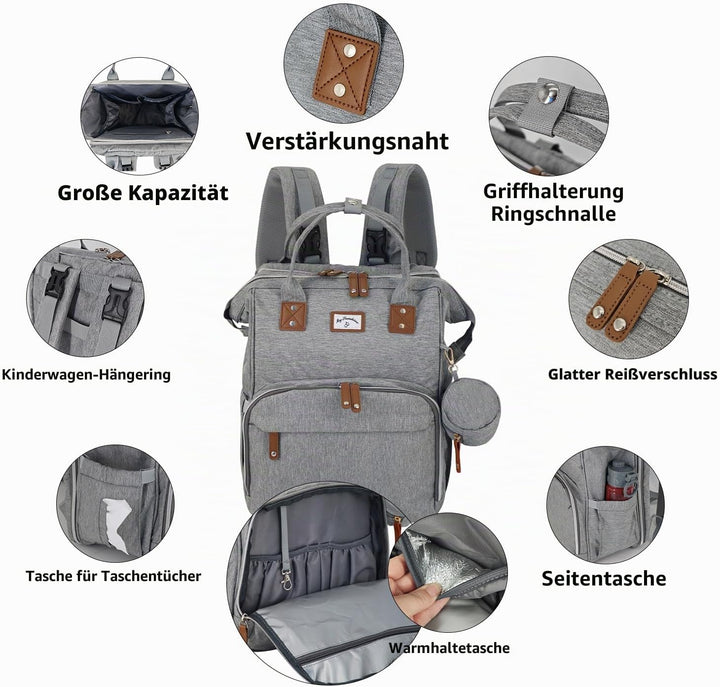 Generisch Wickeltasche Rucksack mit Wickelunterlage, wasserabweisend, mit isolierten Flaschenhaltern