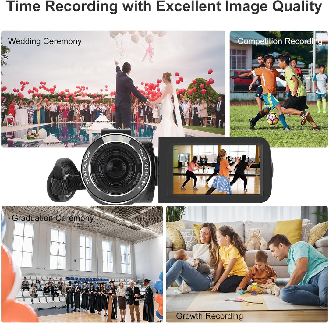 ORDRO 4K Videokamera Camcorder Ultra HD Camcorder mit 10-Fach Optischem Zoom & 120-fachem Digitalzoo
