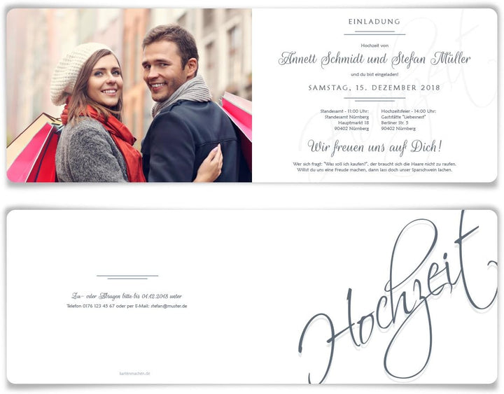 30 x Hochzeitseinladungen Einladungskarten Einladung Karten individuell - Hochzeit Schriftzug, 30