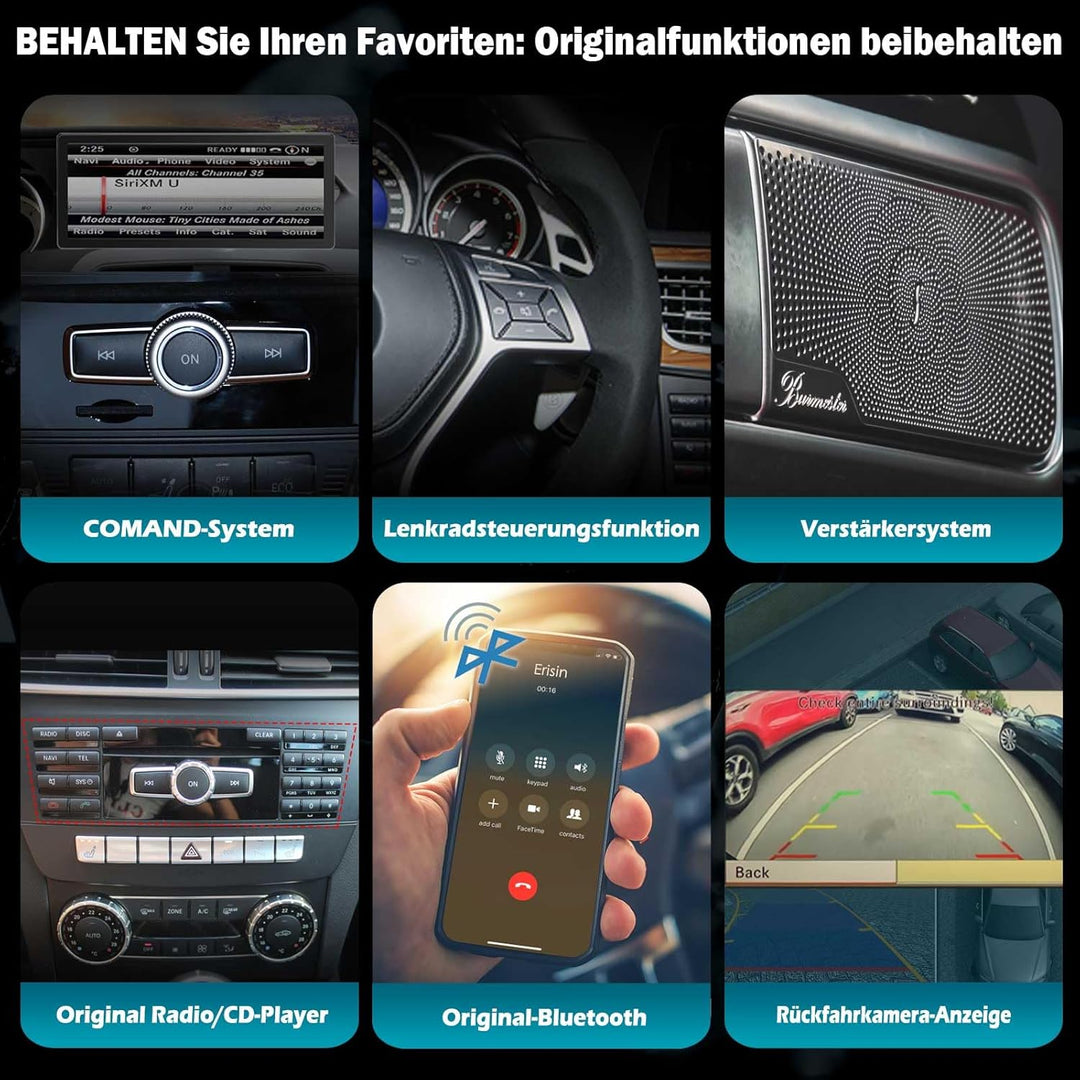 Erisin 10.25" 8-Kern 4GB+64GB Android 12 Autoradio GPS Navi für Mercedes-Benz C-Klasse W204 S204 mit