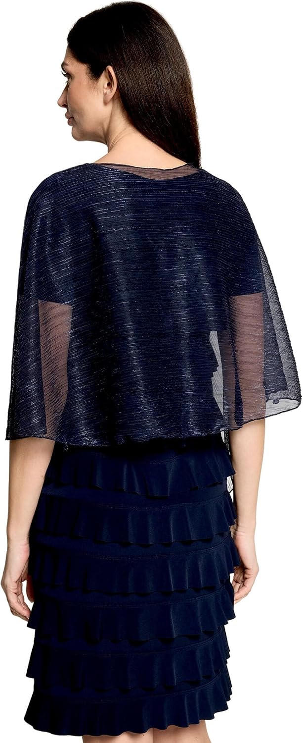 Vera Mont Damen Cape im Glitzer-Look Standard Einheitsgrösse Blue/Black, Standard Einheitsgrösse Blu