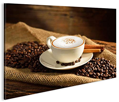 islandburner Bild Bilder auf Leinwand Cappuccino Kaffee Kaffebohnen Gemütlich 1p XXL Poster Leinwand