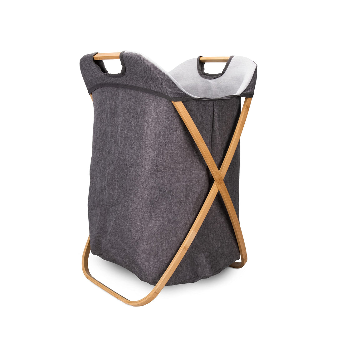 Rubberneck Wäschekorb aus Bambus - XXL Wäschesammler faltbar - 100 Liter