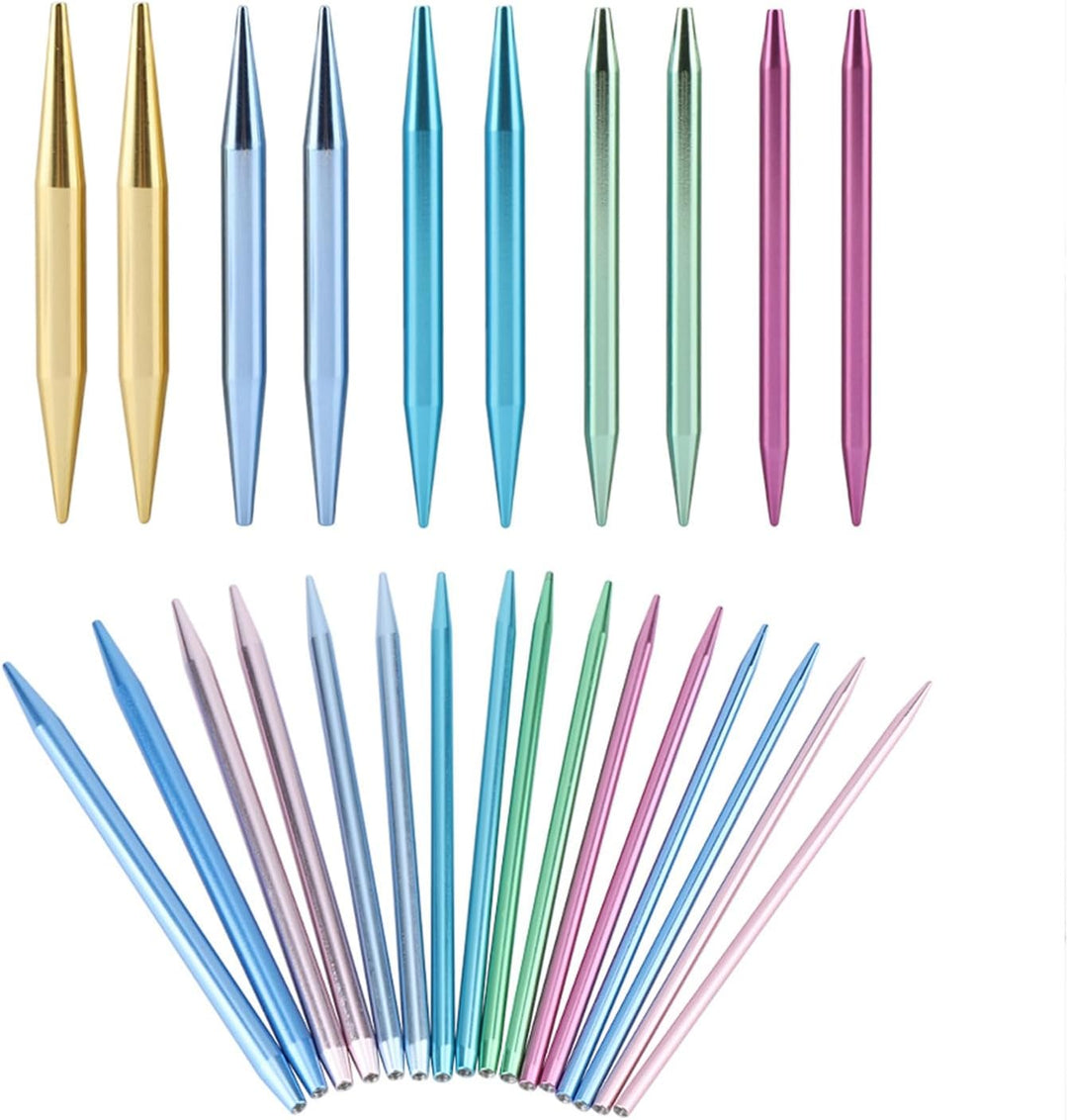 Bunte Rundstricknadelsets, Austauschbares Aluminium-Häkelset für DIY-Geschenke, 13 Strickpickel der