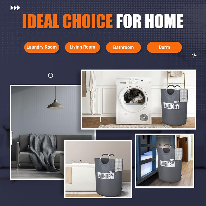 Caroeas 150L Grosser Wäschekorb (8 Farben), Wasserdichter Wäschebehälter, Wäschesammler mit gepolste