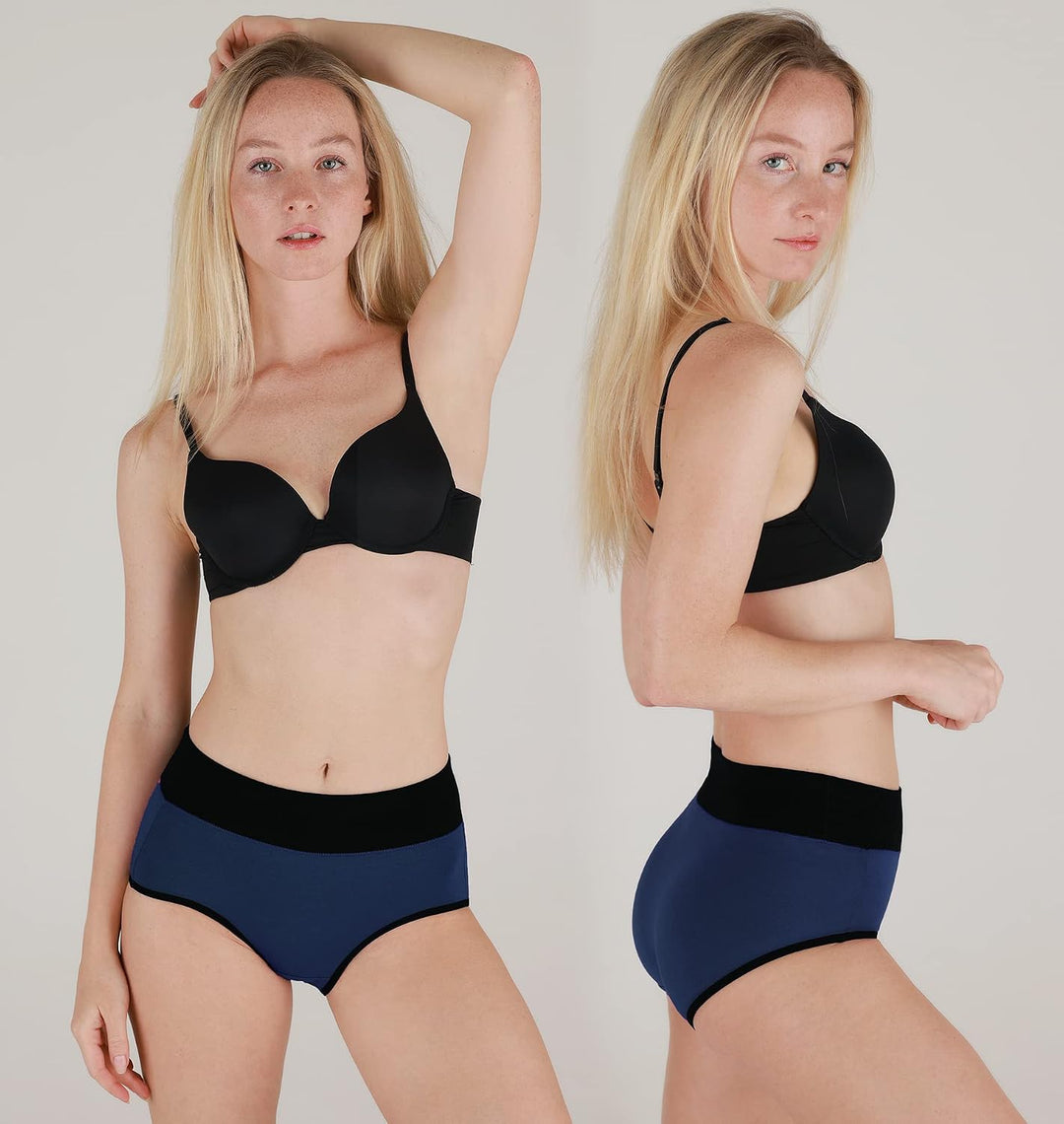 INNERSY Unterhosen Damen Baumwolle Stretch Slips Hohe Taille Weiche Unterwäsche Frauen 5er Pack S Du