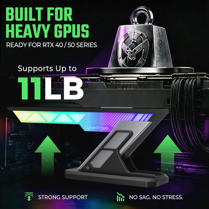 ARGB GPU Halterung, Anti Sag Grafikkartenhalter für RTX 4090 5090, Verstellbare Grafikkarte Stütze A