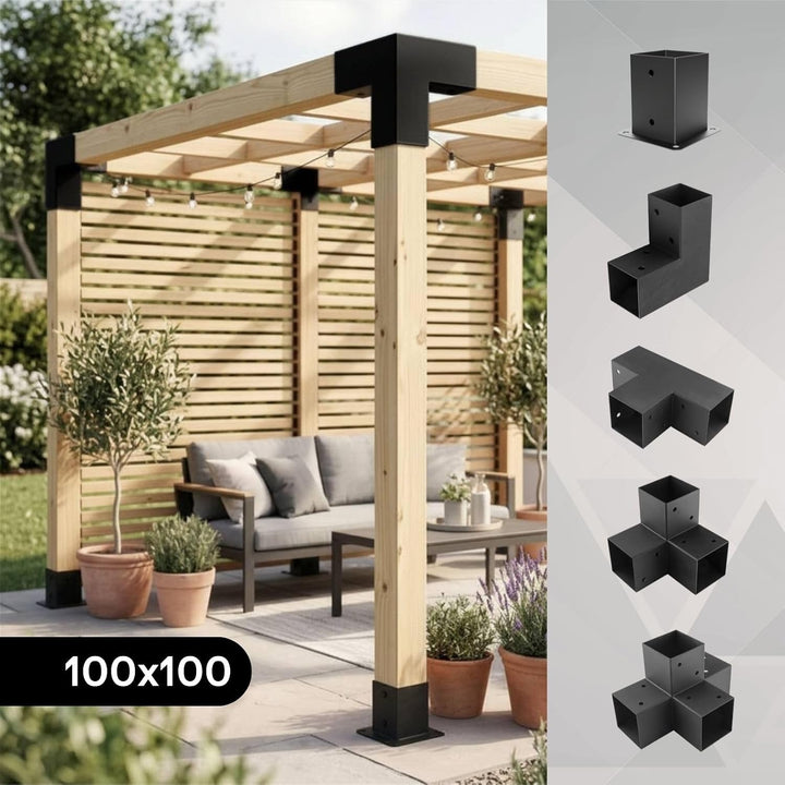 CLIP &amp; SHADE Pfostenschuh 100x100 mm 1-Weg | Pfostenträger Aufschraubhülse Holz 10x10 cm | Balkensch