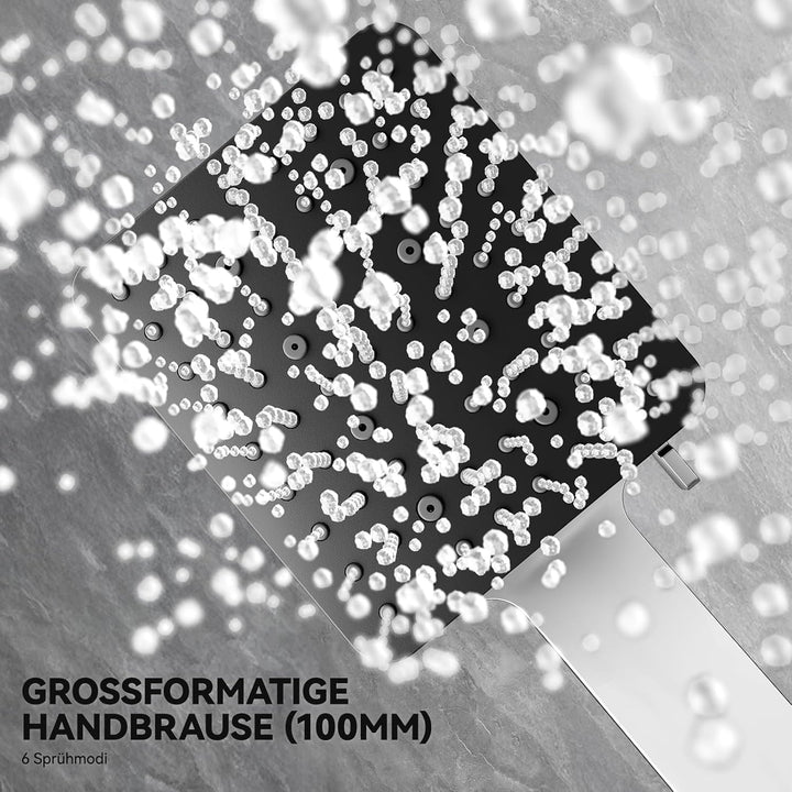 Auralum Thermostat Regendusche Komplettset Chrom Edelstahl mit 30cm Überkopfbrause, Höhenverstellbar
