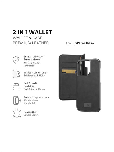 Black Rock - Hülle 360 Grad Klapphülle 2-In-1 Leder Wallet Passend für Apple iPhone 14 Pro I Handyhü